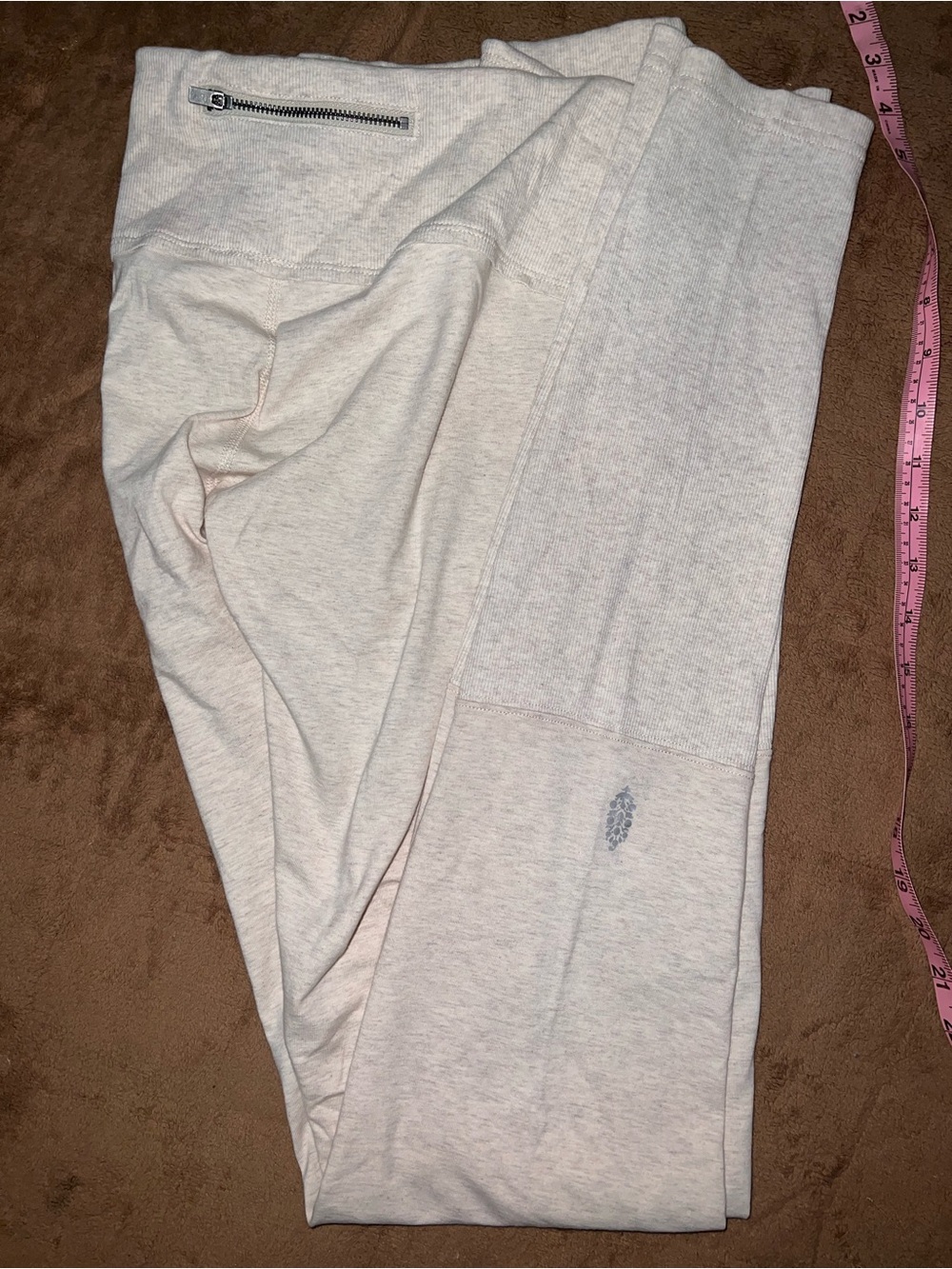 FP Movement by Free People Cream Women's Leggings with Zipper Pocket XL